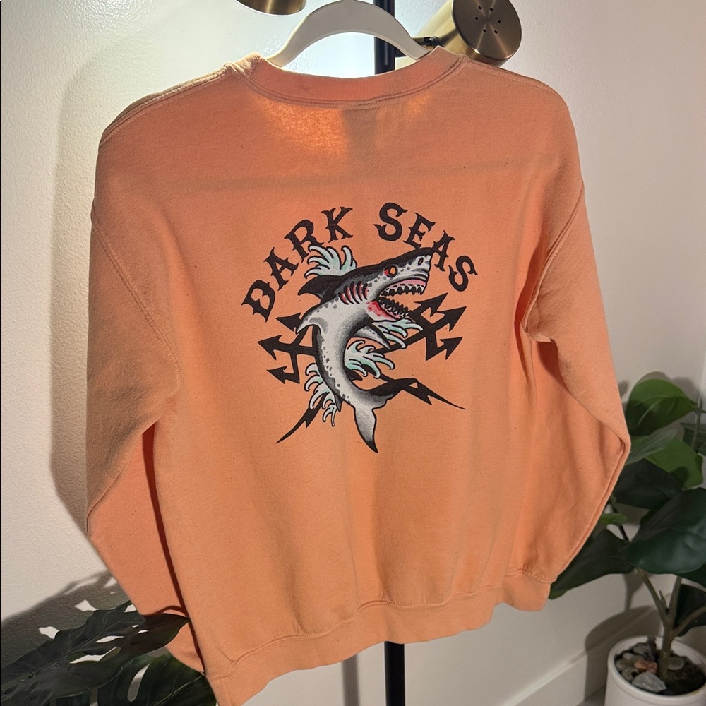 Dark‎ Seas shark pullover SM peach men surfer California Crewneck trendy brah